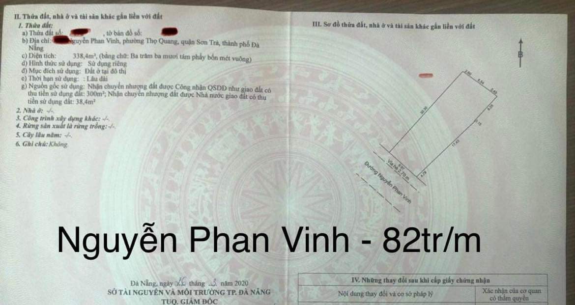Cần bán đất đường Nguyễn Phan Vinh, 338m<sup>2</sup>, 27.72 tỷ